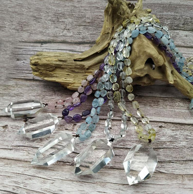 Amethyst/Rose Quartz/Citrine /Aquamarine/Labradorite Quartz Point STRENGTH Necklace